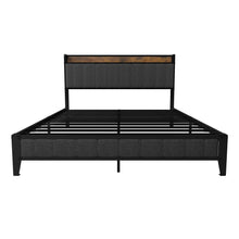 Load image into Gallery viewer, Bed With Charging Station, American Design Upholstered Headboard, Metal Platform
