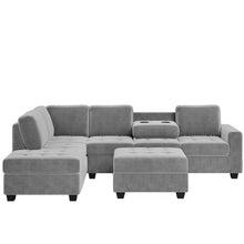 Load image into Gallery viewer, Orisfur. Modern Sectional Sofa with Reversible Chaise, L Shaped  Couch Set with Storage Ottoman and Two Cup Holders for Living Room
