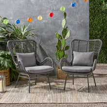 Load image into Gallery viewer, Modern Aesthetic Outdoor Rattan Accent Chair With Metal Legs
