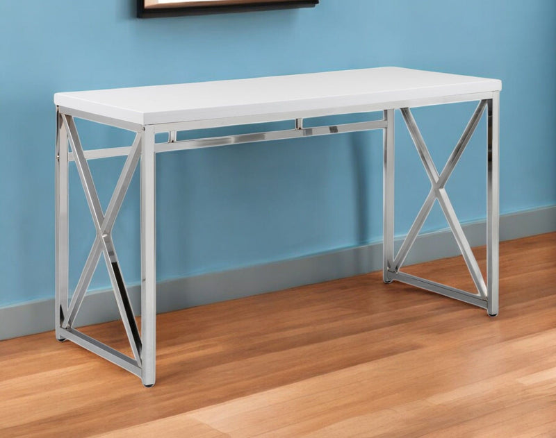 47" Wood And Metal Computer Desk - Silver