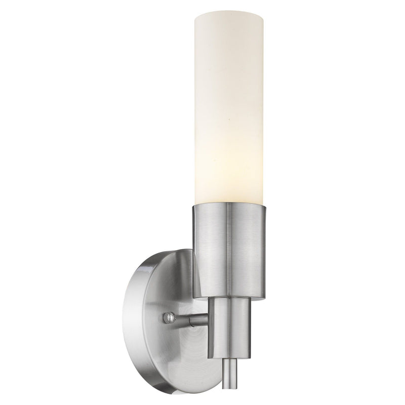 Narrow Wall Light With Frosted Glass Shade - Silver