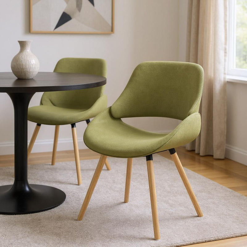 Wood Dining Parsons Chair - Neon Green / Brown