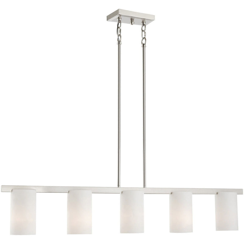Dimmable Five Light Chandelier With Shades - Nickel