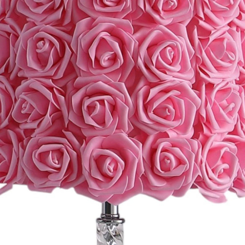 Acrylic And Metal Table Lamp - Pink Roses