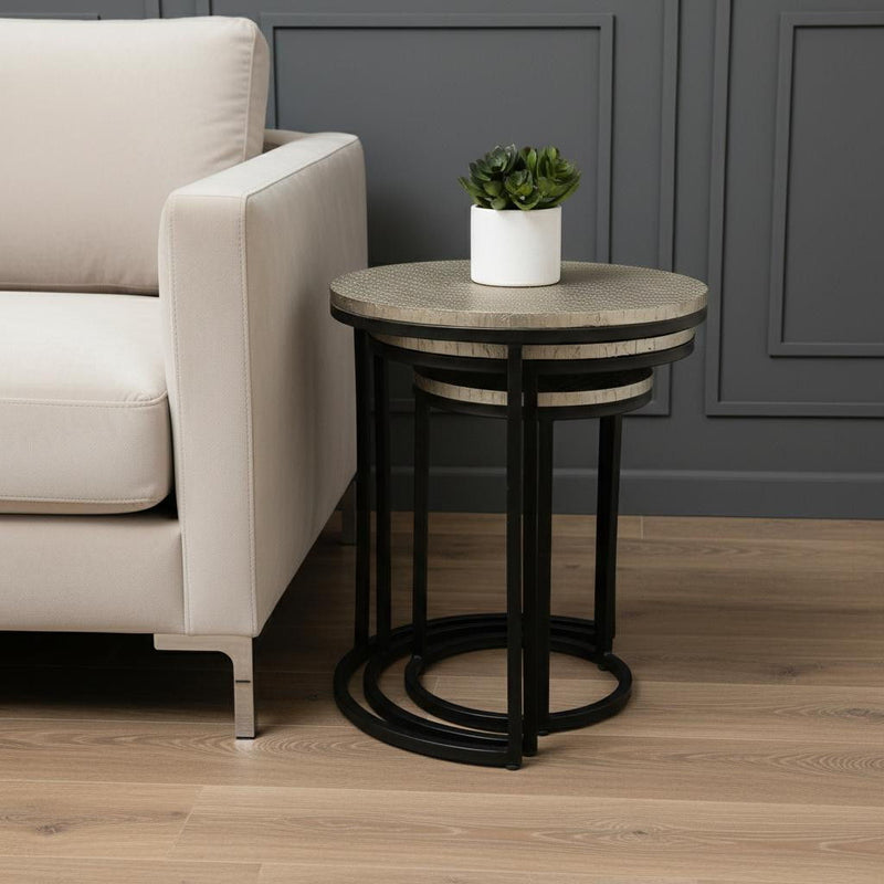 Round Nested Tables (Set of 3) - Black And Silver