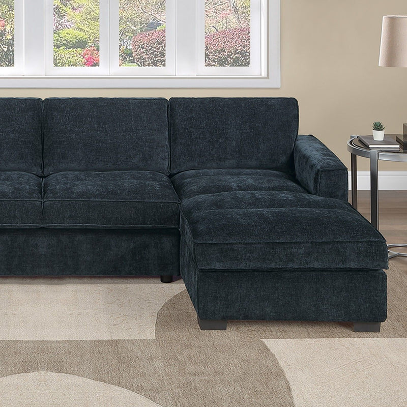 U - Sectional Sofa Upholstered LAF / RAF Chaise With Armless Loveseat And Chairs - Black