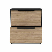 Load image into Gallery viewer, 19" Two Drawer Faux Wood Nightstand - Black / Light Brown
