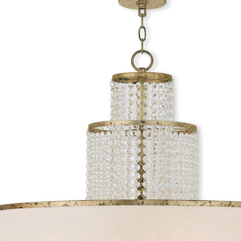 Eight Light Dimmable Chandelier With Shades - Gold
