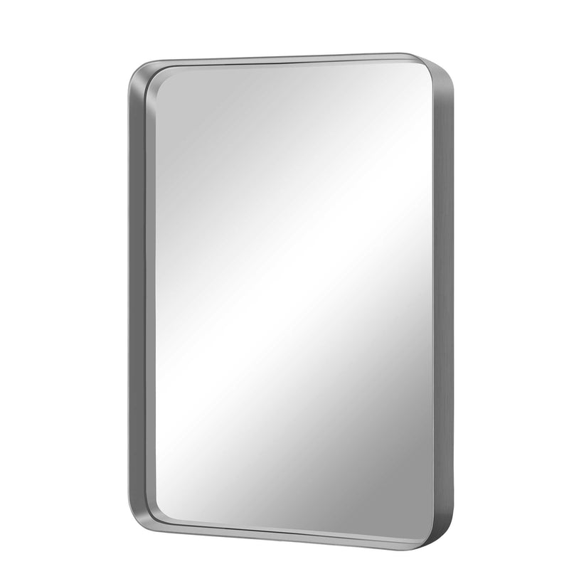 50" Metal Leaning Framed Accent Mirror - Silver