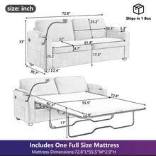 Load image into Gallery viewer, Corduroy Sleeper Sofa Loveseat Sofa With Full Size Mattress, 2 USB Ports, 2 Cup Holders, 2 Side Pockets And Phone Holder
