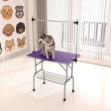 Load image into Gallery viewer, Folding Dog Pet Grooming Table Stainless Steel Frame Rubber Mat On Board With Adjustable Arm And Clamps Pet Dog Cat Grooming Table
