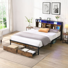 Load image into Gallery viewer, Modern Platform Bed, USB Charging Station, 2 Drawers, LED Lights

