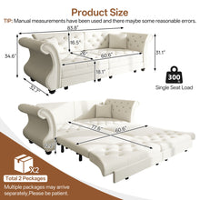 Load image into Gallery viewer, Oversized Chesterfield Pull Out Sofa Bed, Roll Arm Couch With Flower Tufting For Living Room
