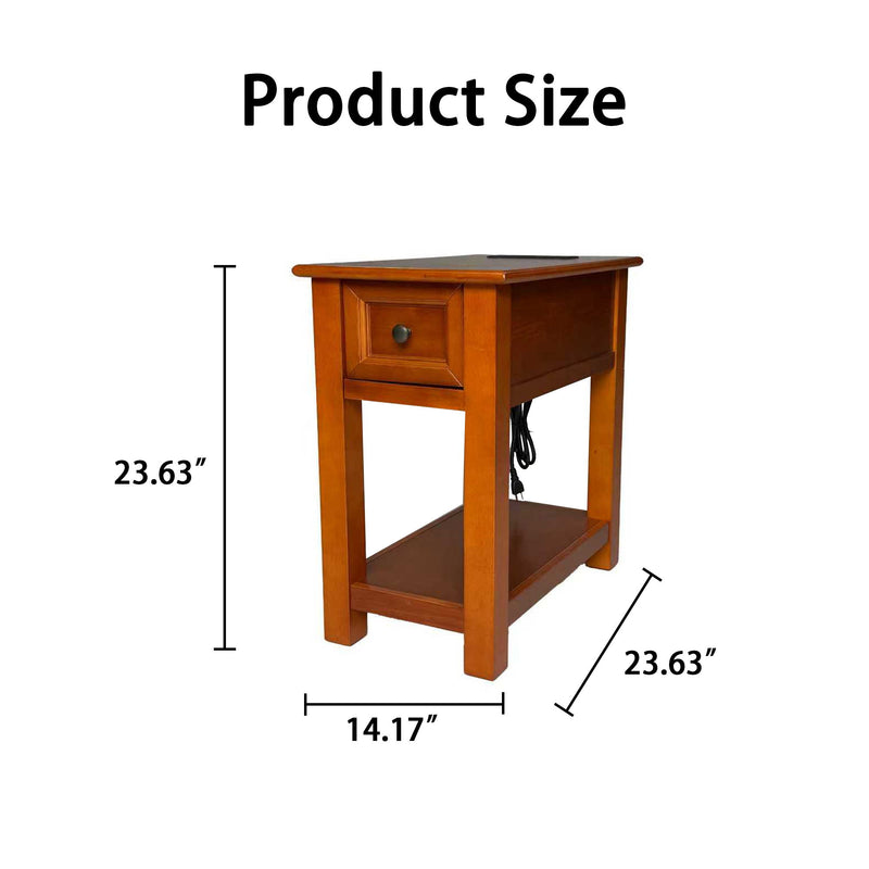 End Table With Drawer And Shelf For Living Room - Walnut