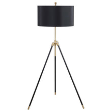 Load image into Gallery viewer, Tripod Drum Shade Floor Lamp With Rotary Switch - Black
