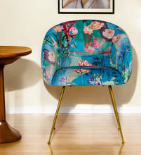 Load image into Gallery viewer, Floral Velvet Dining Arm Chair - Blue / Green
