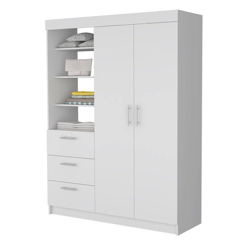 Accent Cabinet Soft Close With Three Shelves And Three Drawers - White