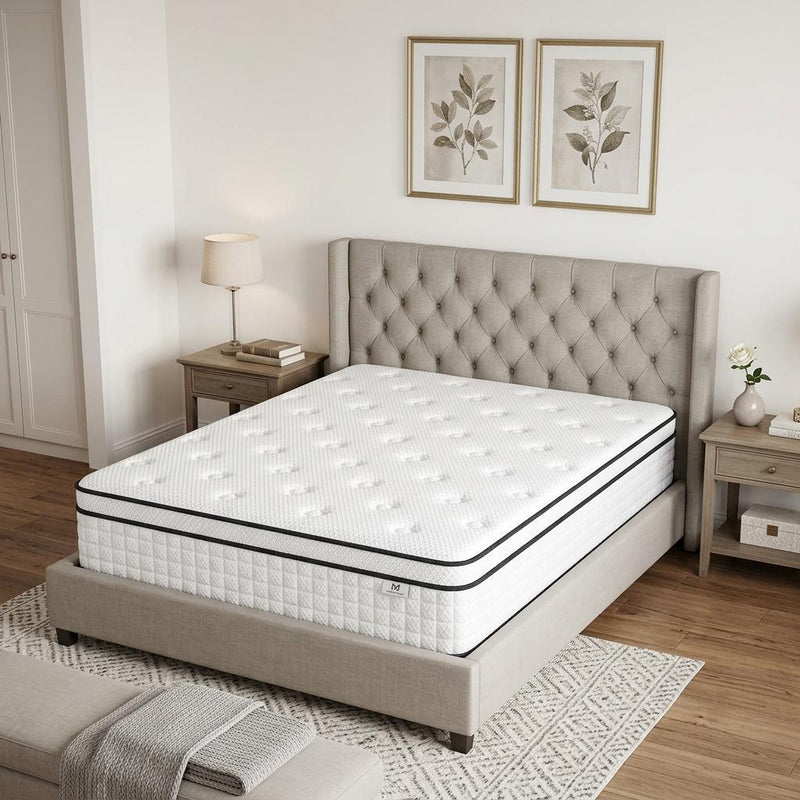 Gel Memory Foam Check Medium Hybrid Mattress - Queen