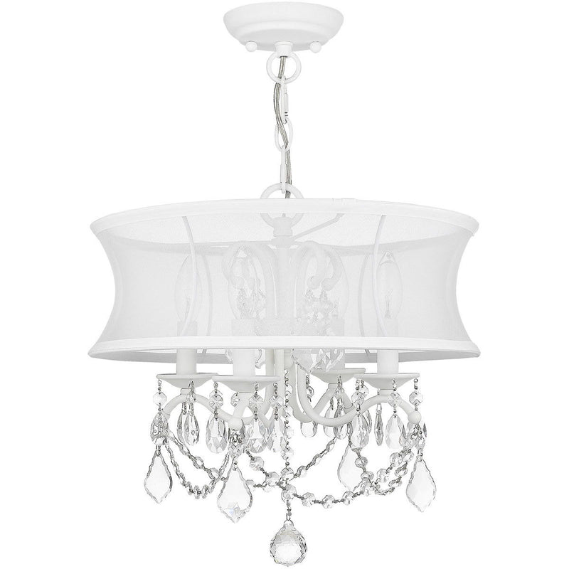 Four Light Metal Dimmable Chandelier With Shades - White