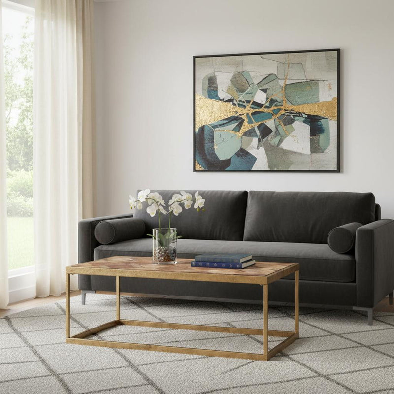48" Solid Wood And Metal Rectangular Coffee Table - Brown