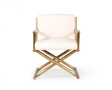 Load image into Gallery viewer, Sherpa And Gold Directors Arm Chair - White
