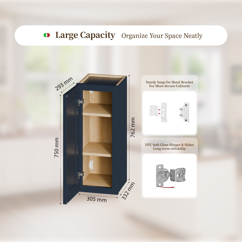 Shaker Wall Cabinet With 2 Adjustable Shelves