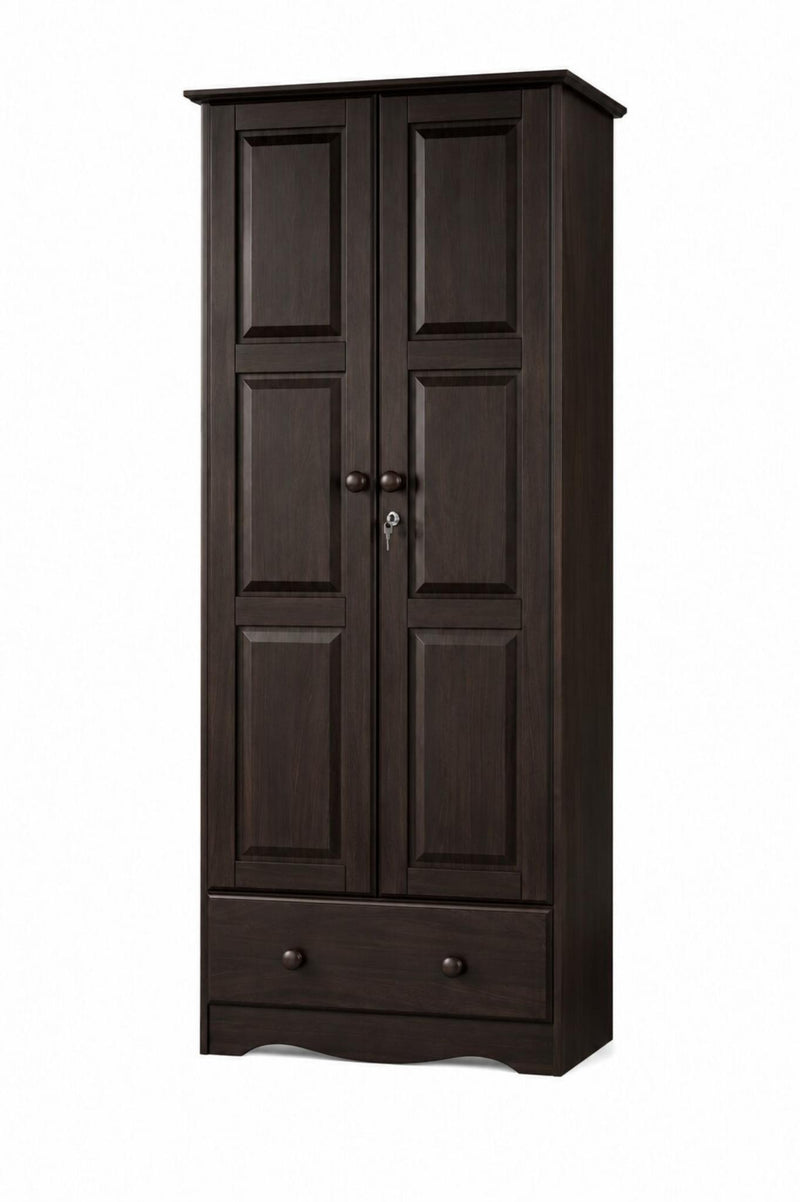 Solid Wood Two Door Single Drawer Combo Dresser (762941) - Espresso