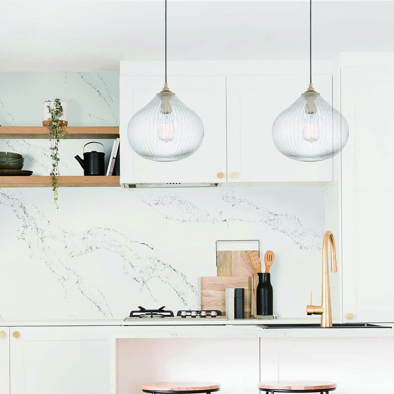 Kitchen Island Metal Dimmable Chandelier With Shades - Clear