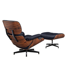 Load image into Gallery viewer, 28" Mid-Century Tufted Genuine Leather Lounge Chair With Ottoman - Rosewood
