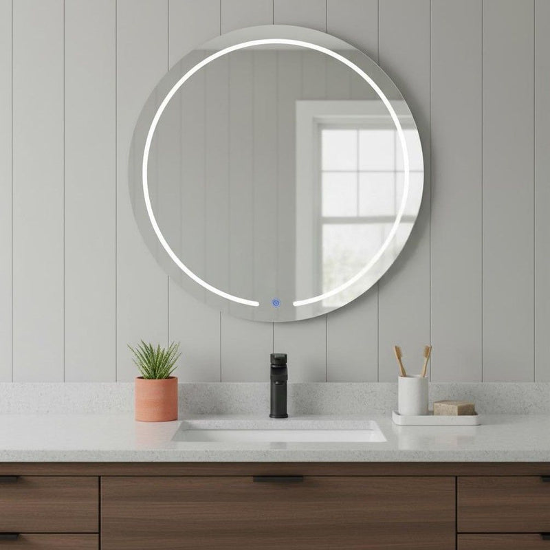 Round Lighted Frameless Bathroom Vanity Mirror - Clear