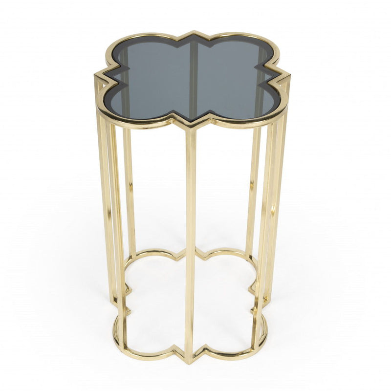 Glass Free Form End Table - Gold And Black
