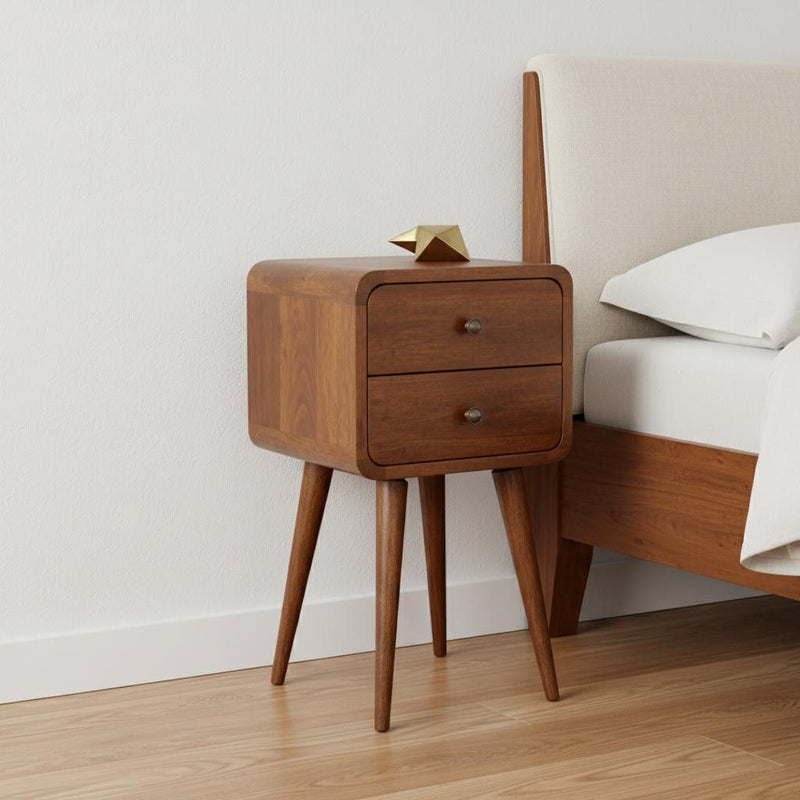 Solid Wood Two Drawer Nightstand - Chestnut