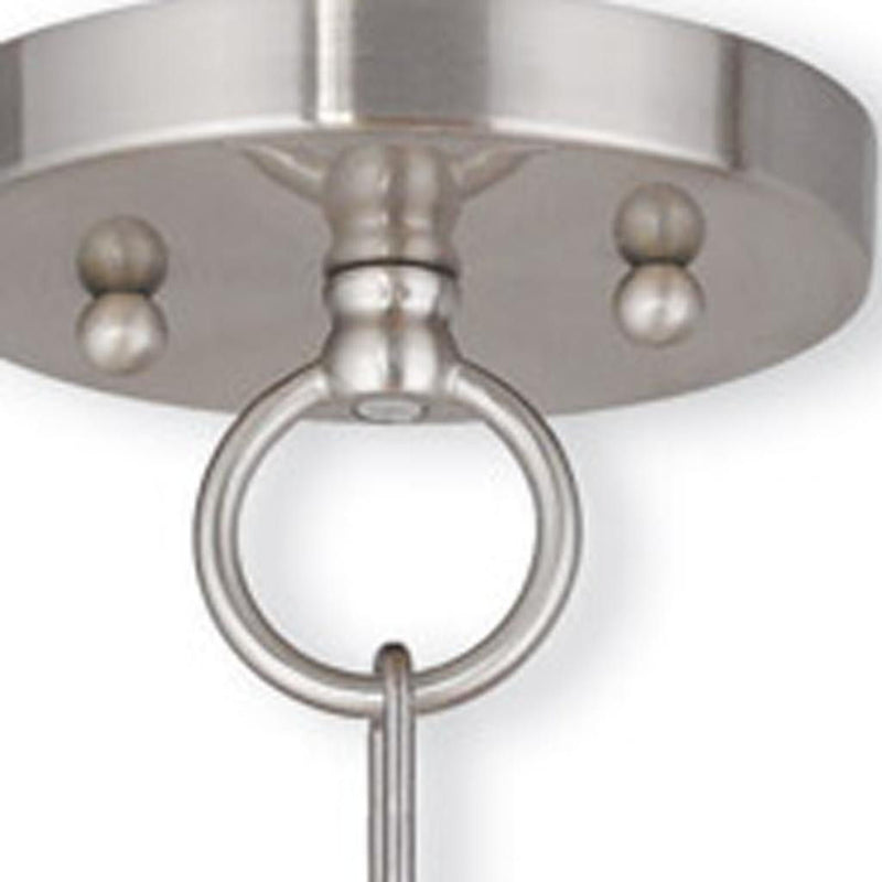 19" Three Light Metal Dimmable Chandelier With Shades - Nickel / Clear