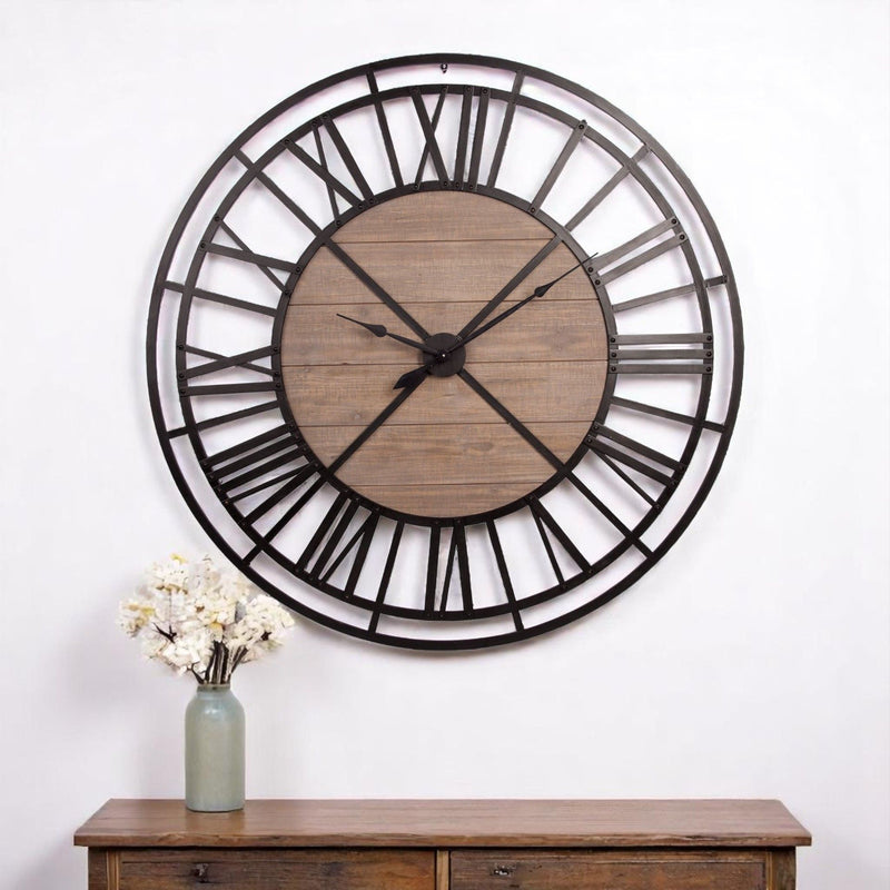 Skeleton Circle Wall Clock - Black / Brown