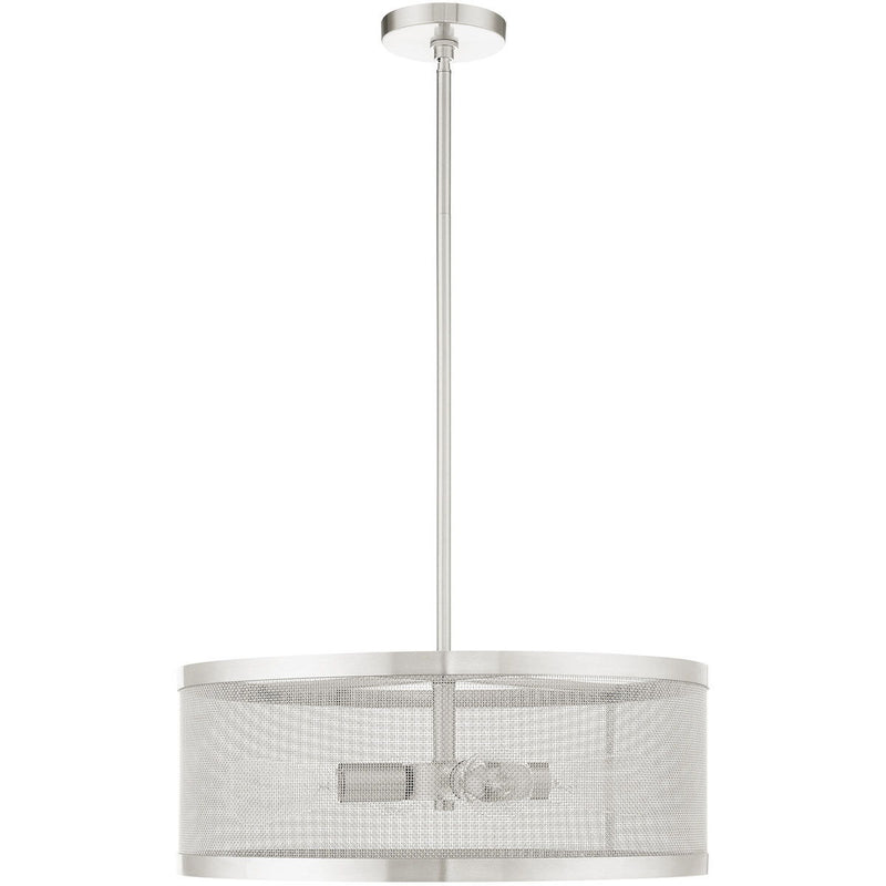 16" Four Light Dimmable Chandelier With Shades - Nickel