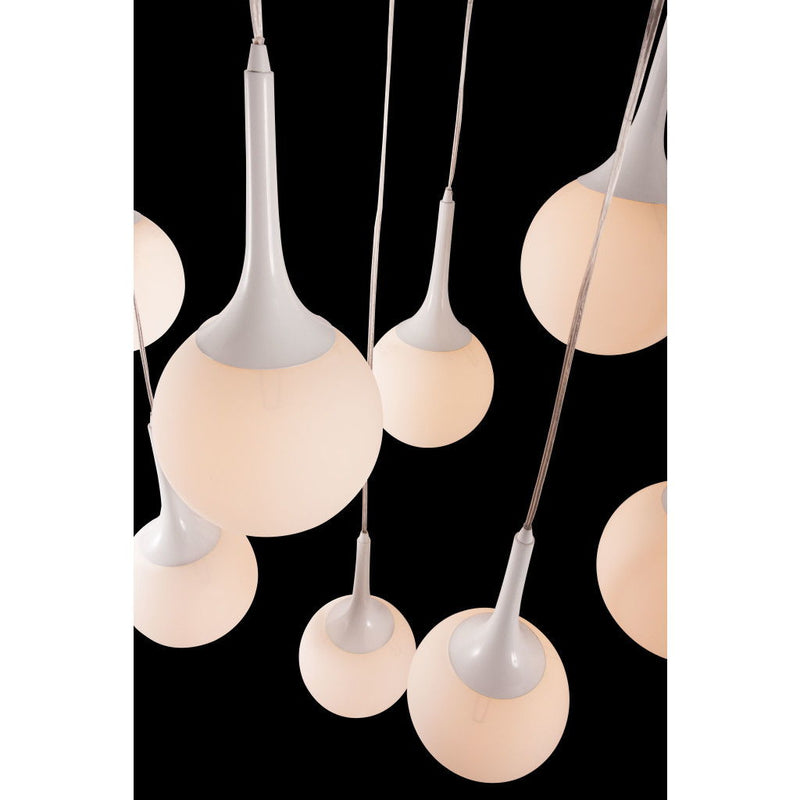 Shaded Nine Light Metal Dimmable Ceiling Light - White