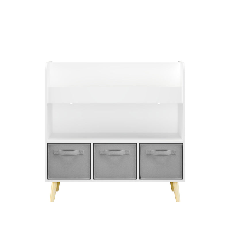 Bookshelf With 3 Bins, Storage Shelf For Toys And Books