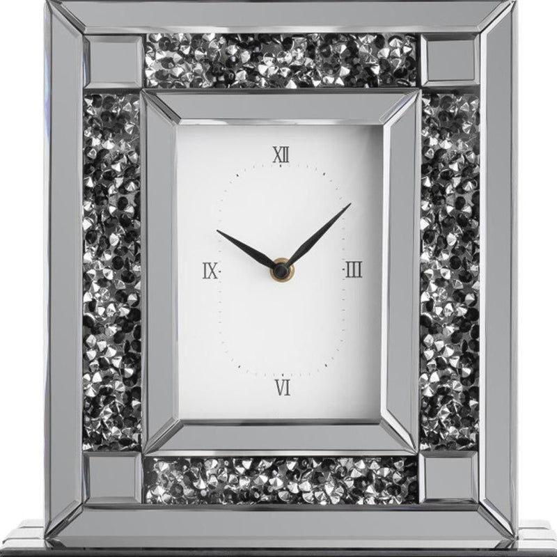Mirrored Table Clock - Silver / Silver
