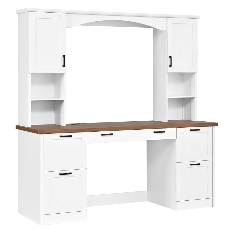 Farmhouse Computer Desk With Hutch