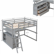 Load image into Gallery viewer, Modern Loft Bed With Built In Desk, Shelves, And 2 Drawers
