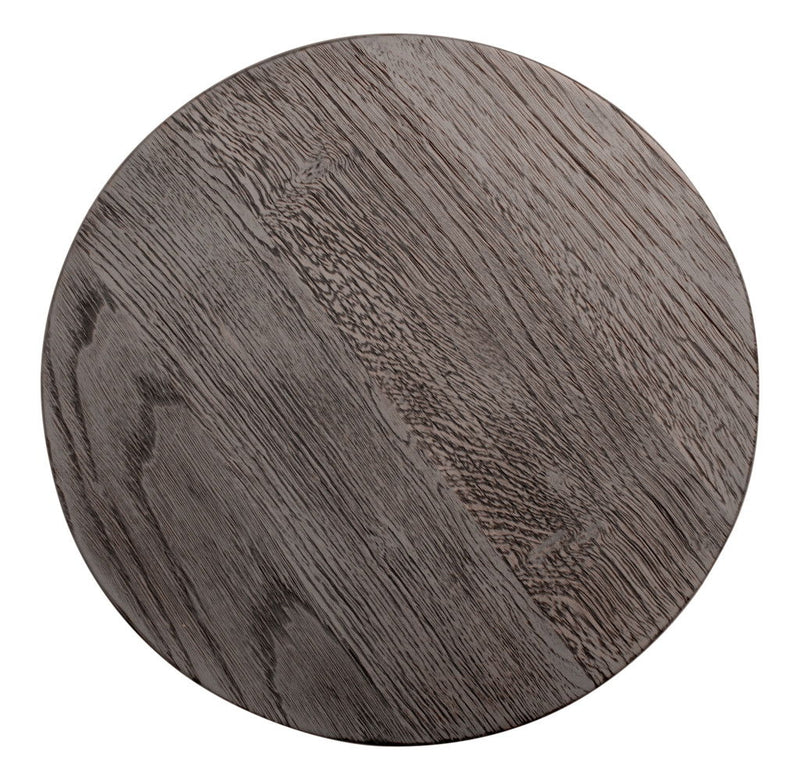 Distressed Solid Wood And Iron Round Pedestal End Table - Black