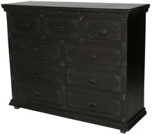 Load image into Gallery viewer, 60" Carved Scrollwork Solid Wood Nine Drawer Double Dresser - Dark Brown
