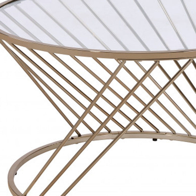 Glass And Metal Round Coffee Table - Champagne And Clear