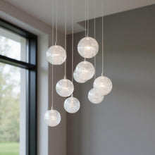 Load image into Gallery viewer, Nine Light Transparent Metal Chandelier With Shades - Silver / Clear
