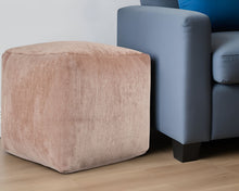 Load image into Gallery viewer, Chenille Cube Pouf Ottoman - Beige
