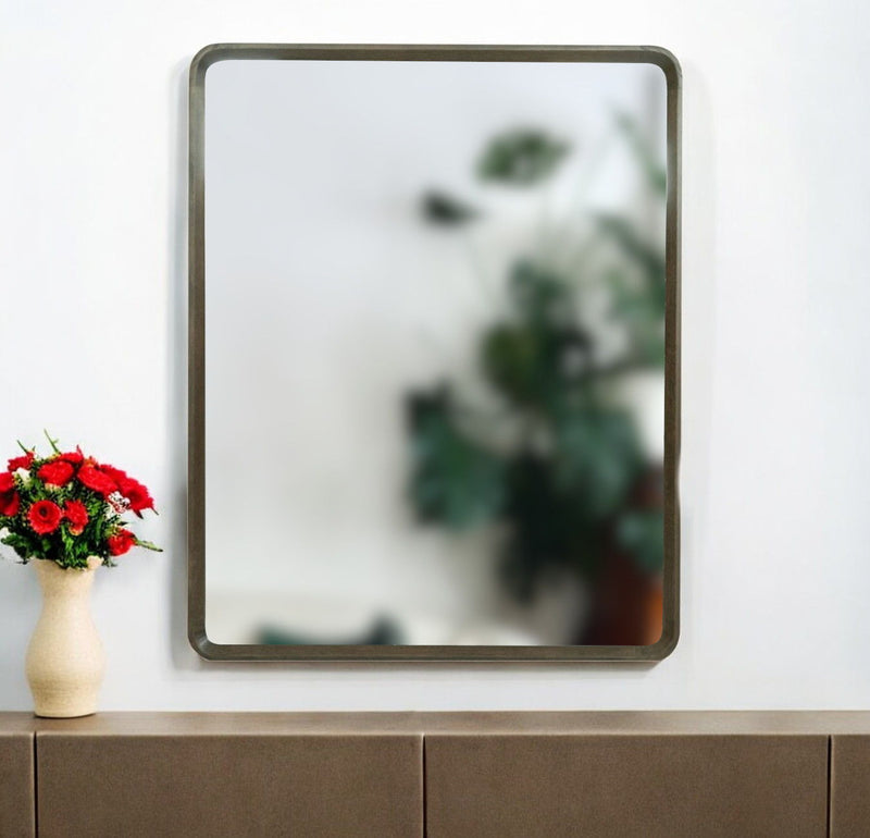 39" Solid Framed Accent Mirror - Dark Brown