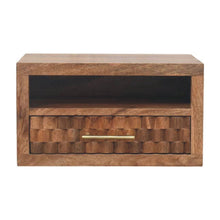 Load image into Gallery viewer, 18" Solid Wood Carved Geometric 1 Drawer Floating Nightstand - Brown
