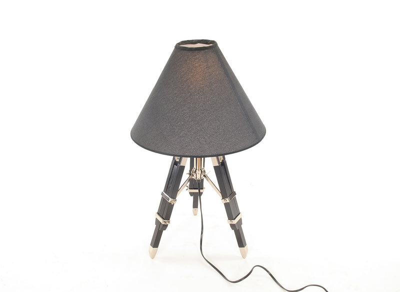 Metal Tripod Table Lamp With Black Shade - Black