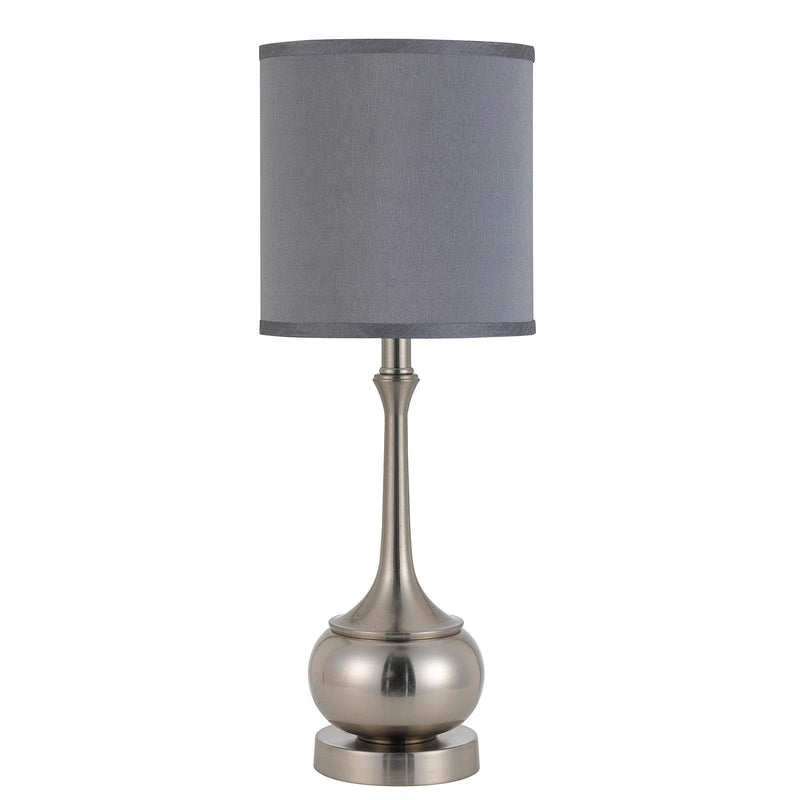 Metal Round Table Lamp With Gray Cone Shade - Nickel
