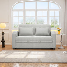 Load image into Gallery viewer, Pull Out Loveseat Sofa With Adjsutable Backrest, 2 Pillows, Cup Holders, USB Ports For Living Room
